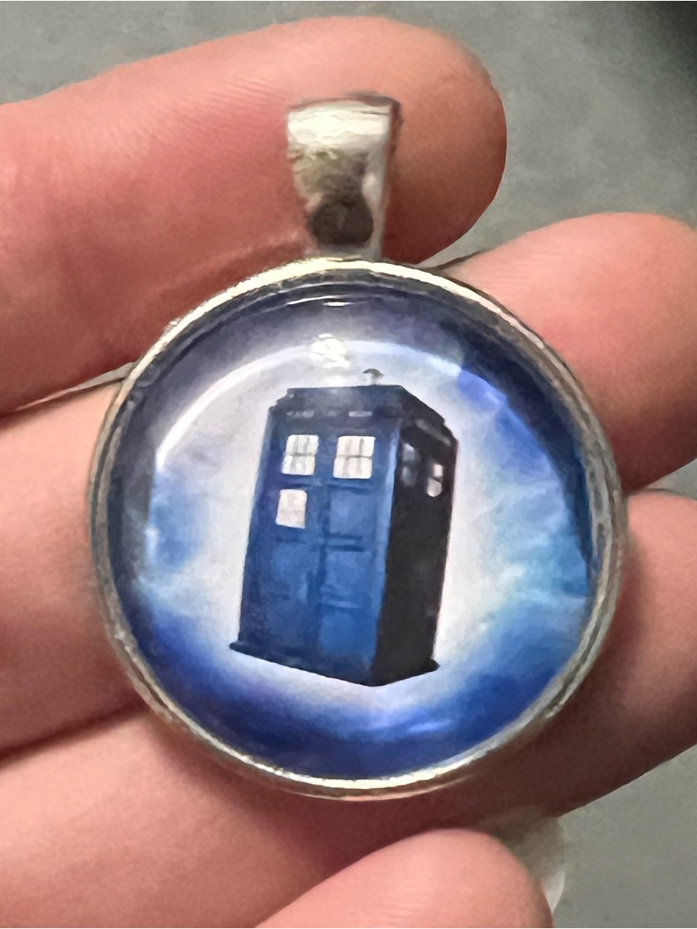 Blue Dr. Who TARDIS Pendant Charm - Blue